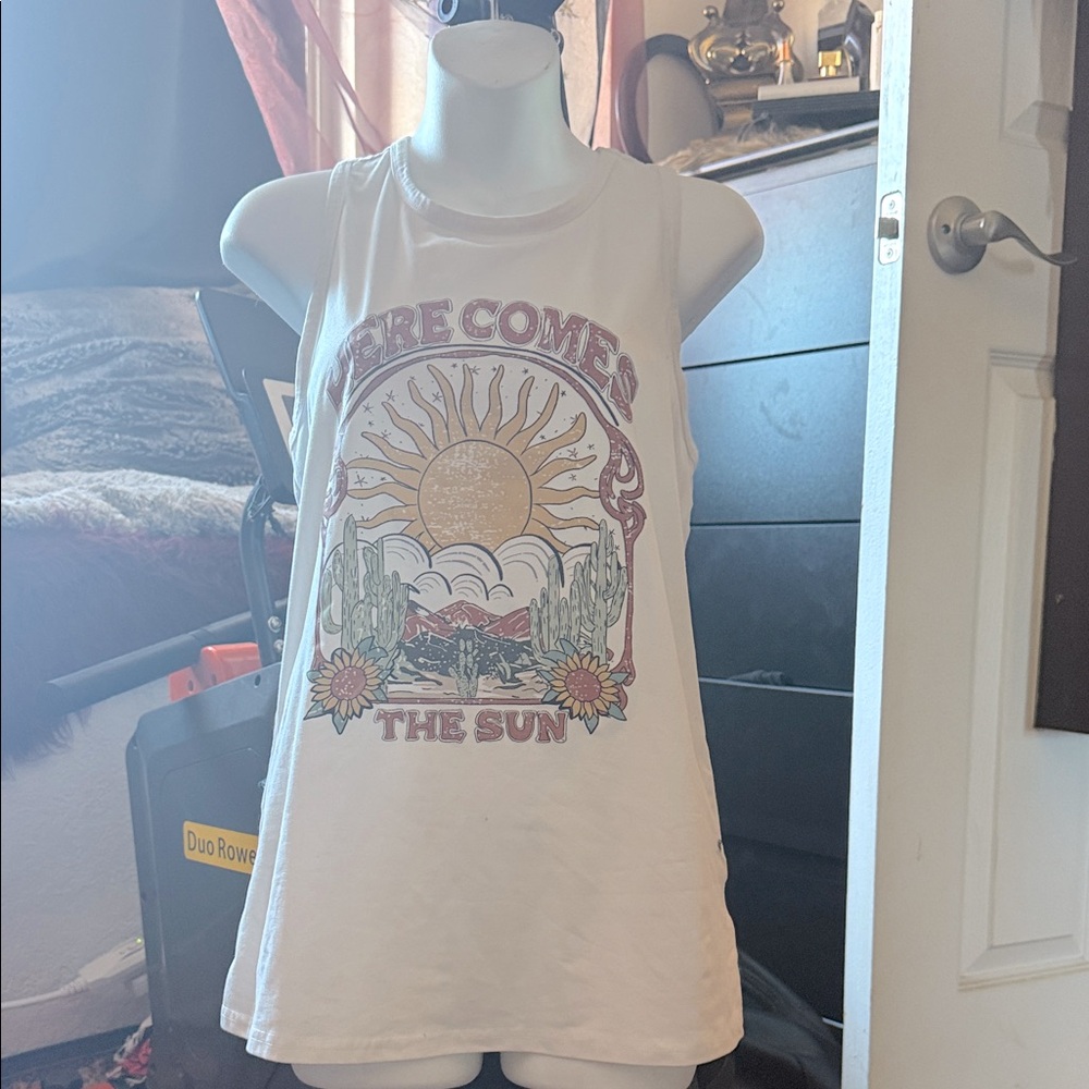 White Graphic Tank Top